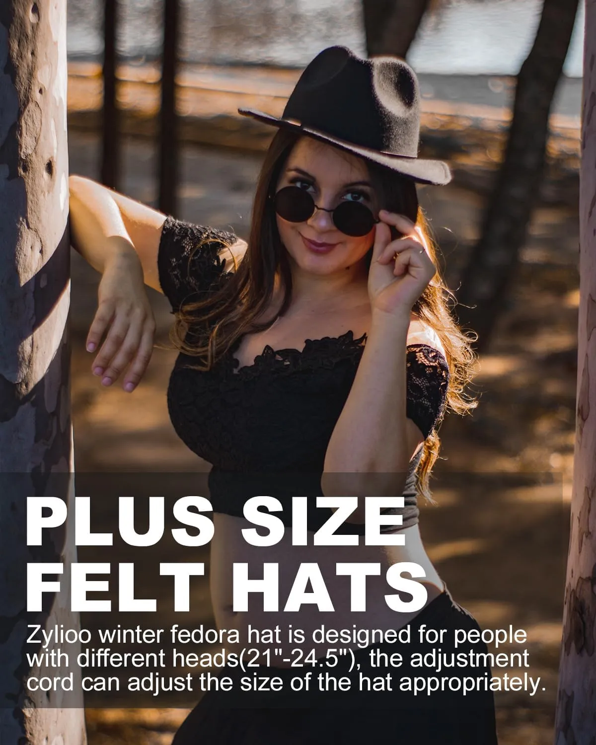 Zylioo 2XL/XL/L Felt Fedora Hats,M/S/XS Wide Brim Dress Hat,Plus Size Warm Panama Hat,Large Brim Jazz Hat for Women Men