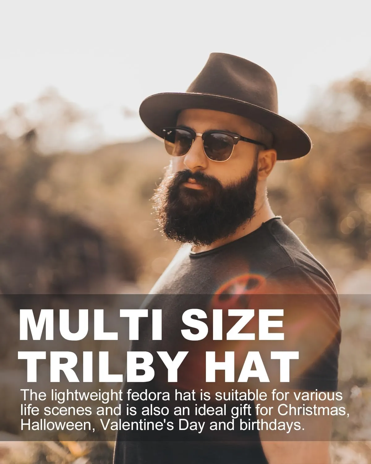 Zylioo 2XL/XL/L Felt Fedora Hats,M/S/XS Wide Brim Dress Hat,Plus Size Warm Panama Hat,Large Brim Jazz Hat for Women Men