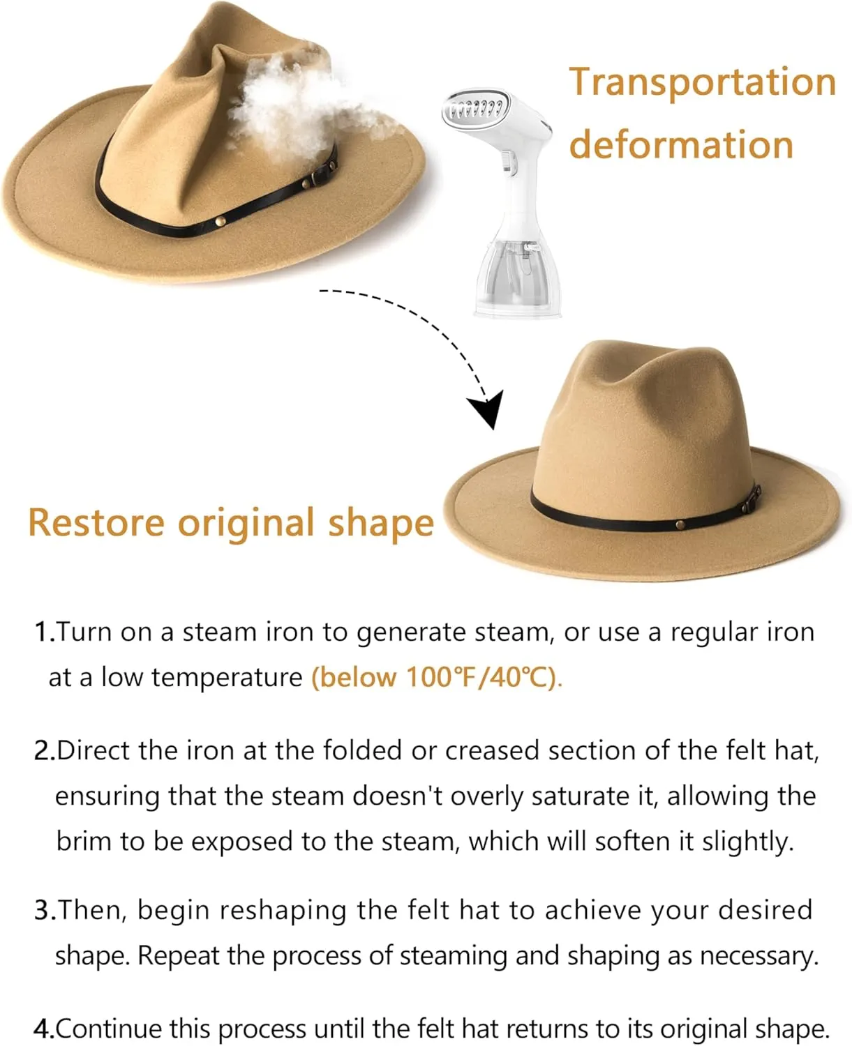 Zylioo 2XL/XL/L Felt Fedora Hats,M/S/XS Wide Brim Dress Hat,Plus Size Warm Panama Hat,Large Brim Jazz Hat for Women Men