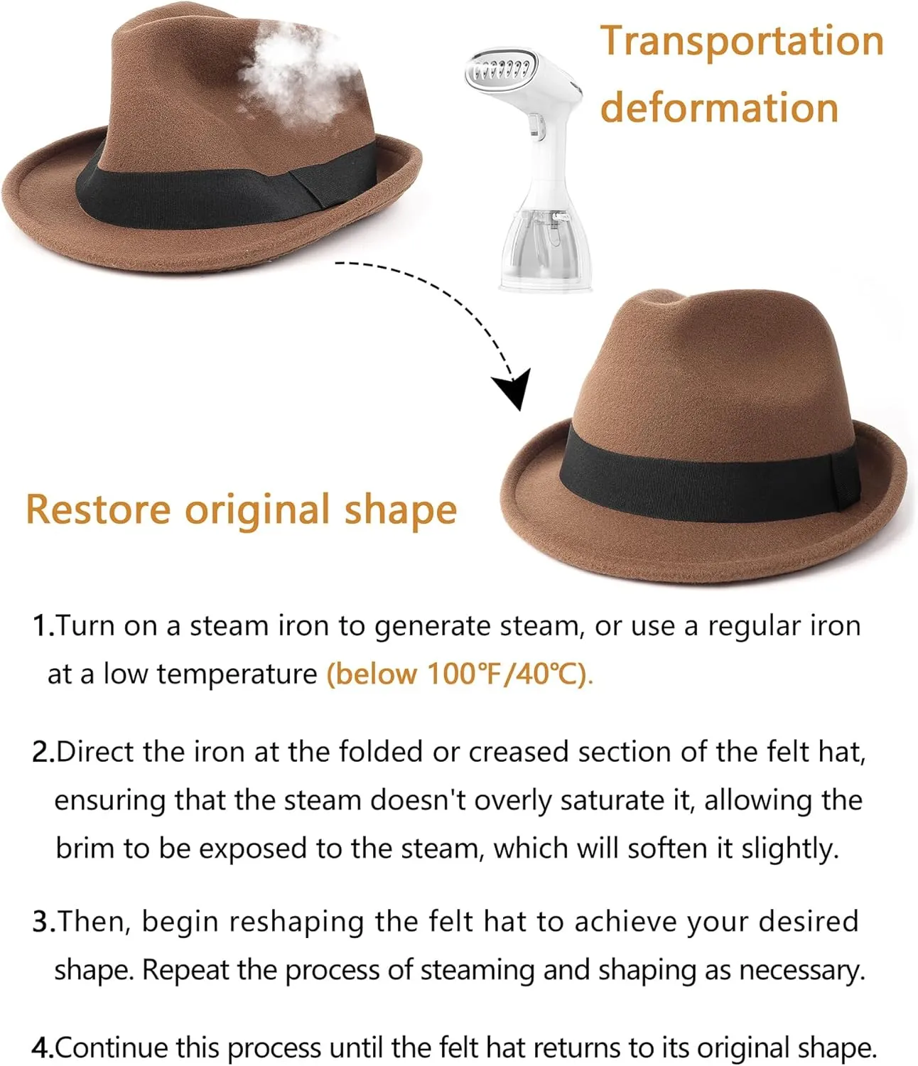 Zylioo Multi Size Felt Trilby Hats,Adjustable Size Warm Fedora Hat,Unisex Manhattan Hat,Short Brim Cuban Hat with Ribbon