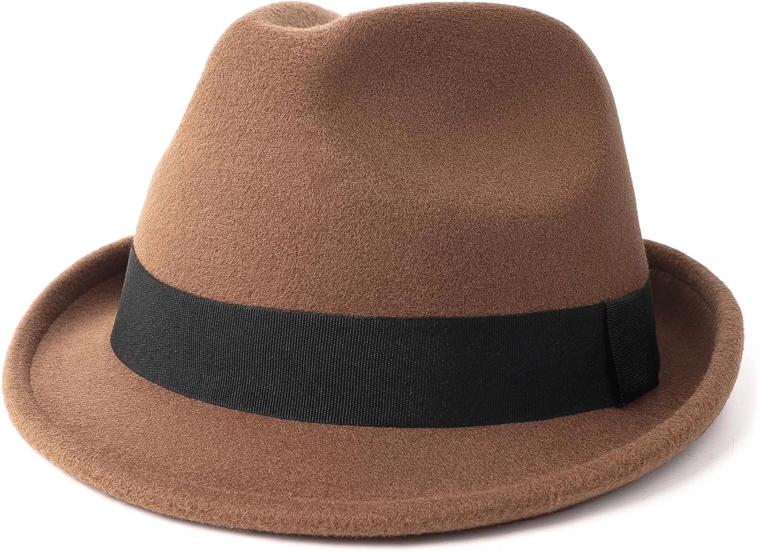 Zylioo Multi Size Felt Trilby Hats,Adjustable Size Warm Fedora Hat,Unisex Manhattan Hat,Short Brim Cuban Hat with Ribbon